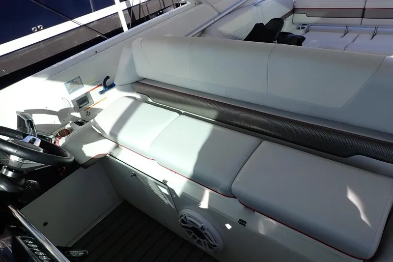 Slide: The Image of 2023 Formula 380 Super Sport Crossover OB interior with sleek seating and modern controls. - 5