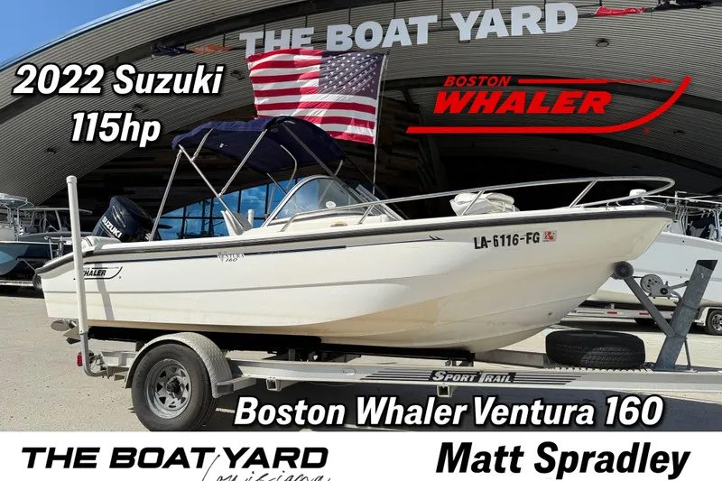 Slide: The Image of Boston Whaler Ventura 160 boat with 2022 Suzuki 115hp engine at The Boat Yard. - 1
