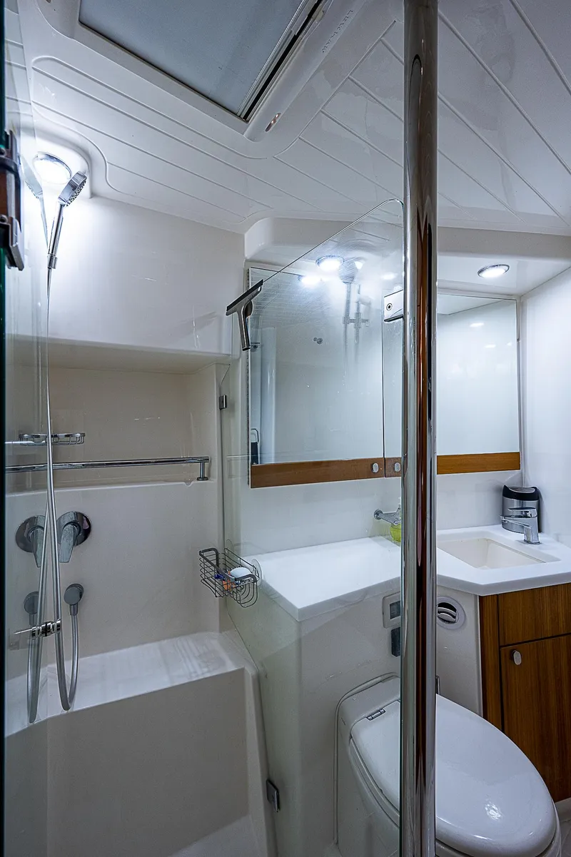 Slide: The Image of Luxurious interior of 2014 Maritimo 470 Offshore Convertible yacht with modern amenities. - 11