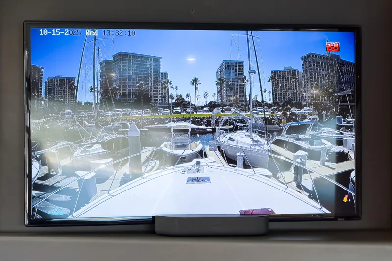 Slide: The Image of Interior of 2014 Maritimo 470 Offshore Convertible yacht, featuring helm and seating area. - 55