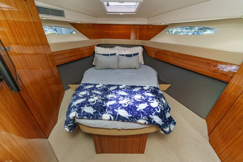 Slide: The Image of 2014 Maritimo 470 Offshore Convertible yacht with open stainless steel drawer fridge. - 65
