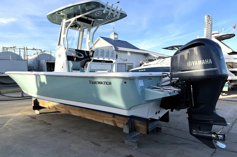 Slide: The Image of 2023 Tidewater 2410 Bay Max boat with Yamaha engine on display. - 6