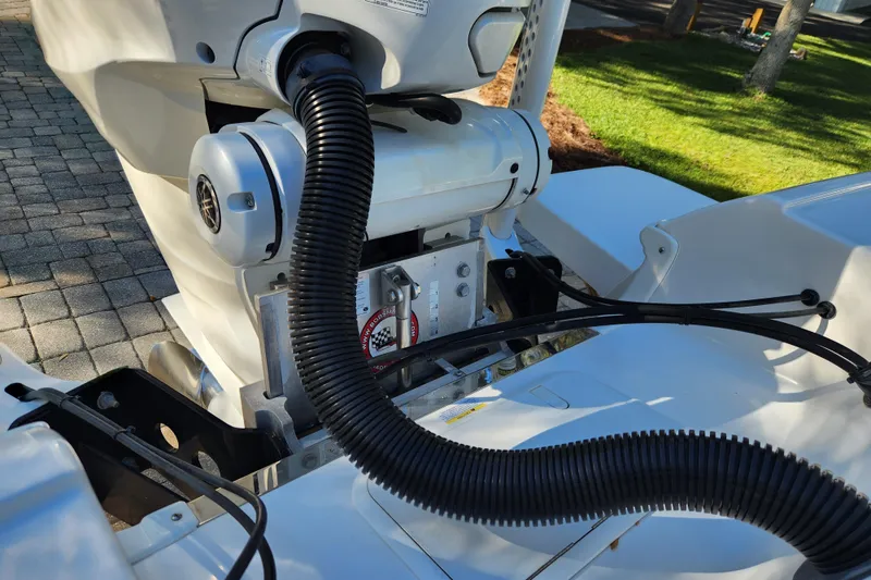 Slide: The Image of 2020 Caymas 28 HB boat engine detail with cables and components. - 44