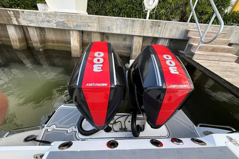 Slide: The Image of 2022 Blackfin 272 CC boat interior with seating and storage compartments. - 9