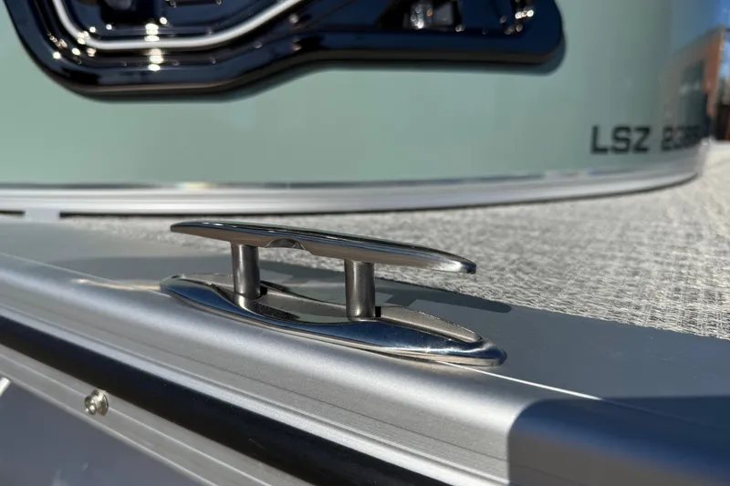Slide: The Image of Close-up of 2026 Avalon LSZ Versatile Rear Bench boat cleat. - 14