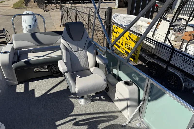 Slide: The Image of 2026 Avalon LSZ Versatile Rear Bench boat interior with luxurious seating and modern design. - 22
