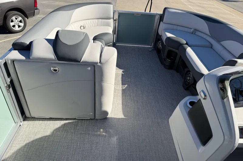 Slide: The Image of 2026 Avalon LSZ Versatile Rear Bench boat interior with luxurious seating and modern design. - 46