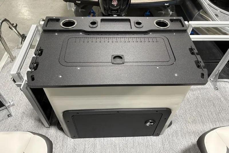 Slide: The Image of Livewell compartment in 2026 Sun Tracker Fishin' Barge 22 DLX pontoon boat. - 38