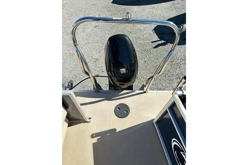 Slide: The Image of 2016 Godfrey Sweetwater 2286 Pontoon boat with outboard motor, rear view. - 16