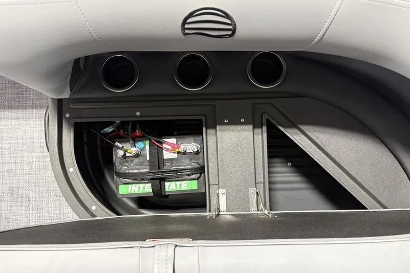 Slide: The Image of Battery compartment of 2026 Sun Tracker Party Barge 16 DLX pontoon boat. - 12