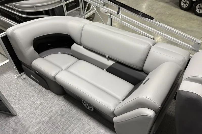 Slide: The Image of Luxurious seating on 2026 Sun Tracker Party Barge 22 XP3 pontoon boat. - 22