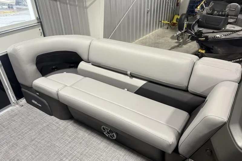 Slide: The Image of Luxurious seating on 2026 Sun Tracker Party Barge 22 XP3 pontoon boat. - 5