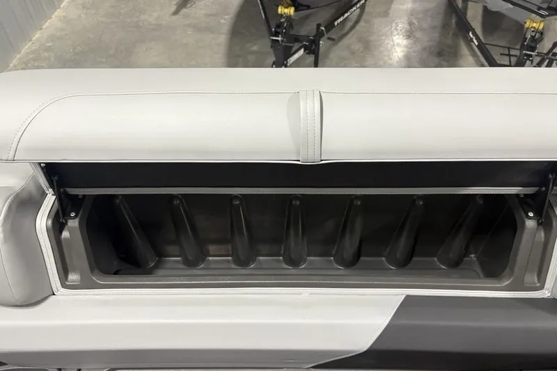 Slide: The Image of 2026 Sun Tracker Party Barge 22 XP3 storage compartment with sleek, modern design. - 8