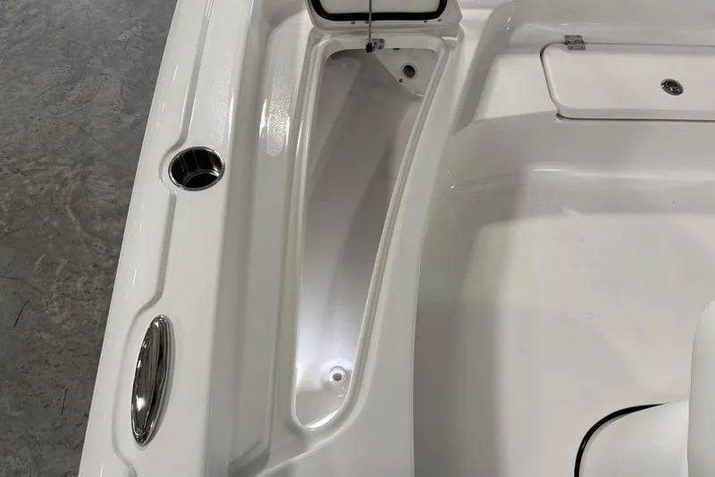 Slide: The Image of 2026 Tidewater 2210 Carolina Bay boat seat with black and white upholstery. - 15