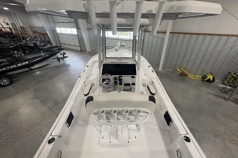 Slide: The Image of 2026 Tidewater 2210 Carolina Bay boat seat with stylish black and white design. - 37