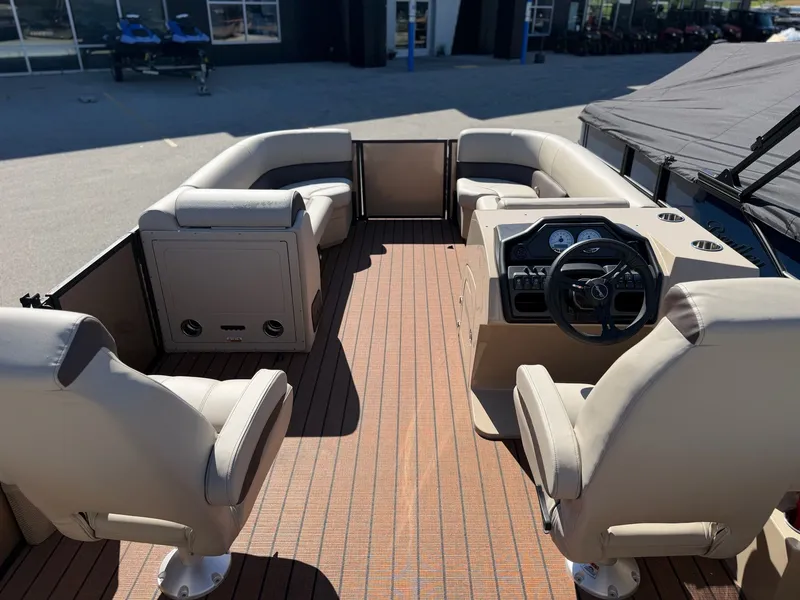 Slide: The Image of Interior of the 2026 Bentley Pontoons Legacy 240 Navigator. - 6