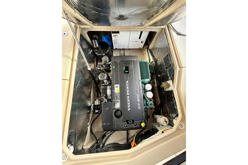 Slide: The Image of Engine compartment of 2015 Ranger Tugs R-31 CB with Volvo Penta D4-300 engine. - 28