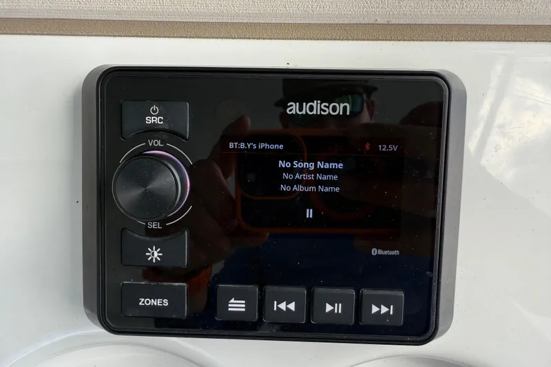 Slide: The Image of Audison audio system display on 2023 Sea Pro 320 DLX Offshore boat. - 48