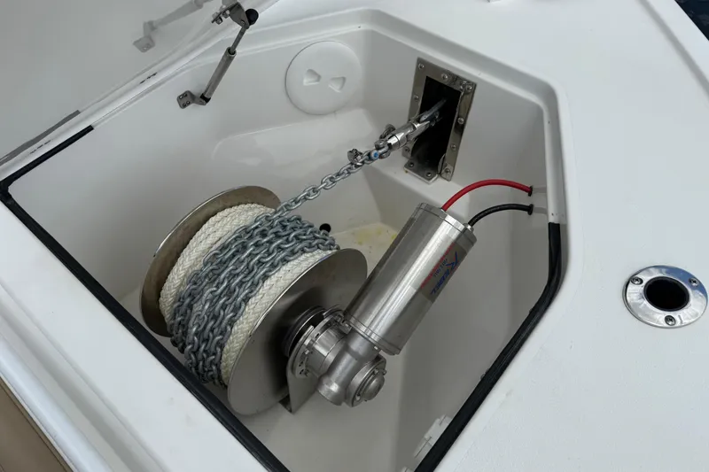 Slide: The Image of Anchor winch system on 2023 Sea Pro 320 DLX Offshore boat. - 81