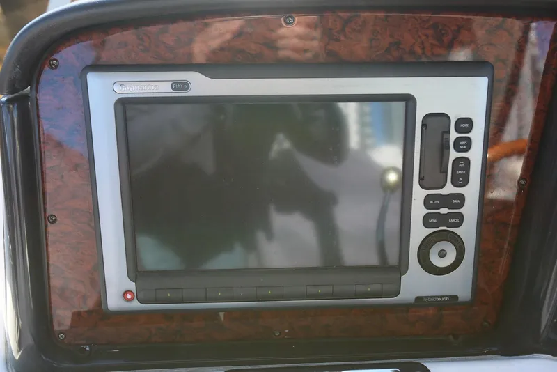 Slide: The Image of Raymarine E120 navigation display on 2004 Sea Ray 420 Sedan Bridge yacht. - 41