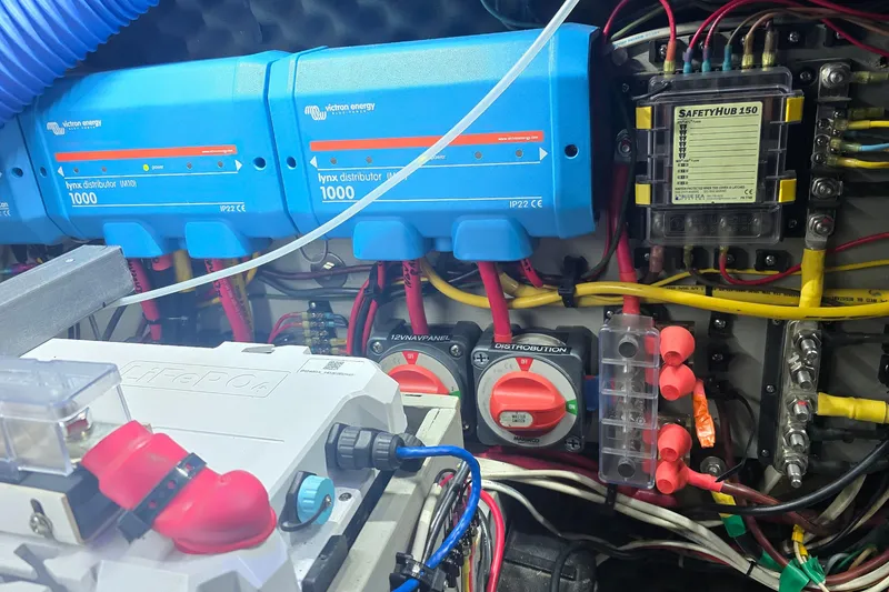 Slide: The Image of Electrical system of a 1993 Amel Santorin yacht with Victron Energy components. - 37