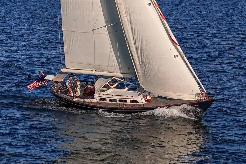 Slide: The Image of Sailing yacht Morris M42 (2007) gliding on open sea with full sails. - 30