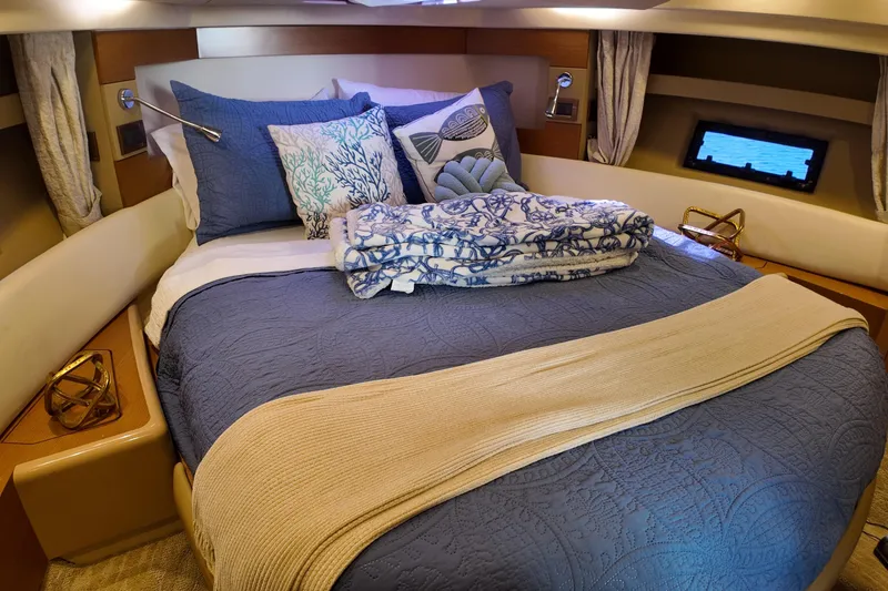 Slide: The Image of Luxurious bedroom interior of 2012 Azimut 40 FLY yacht with elegant bedding and decor. - 35