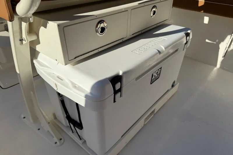Slide: The Image of Open K2 cooler on 2026 Key West 239 FSR boat deck. - 11
