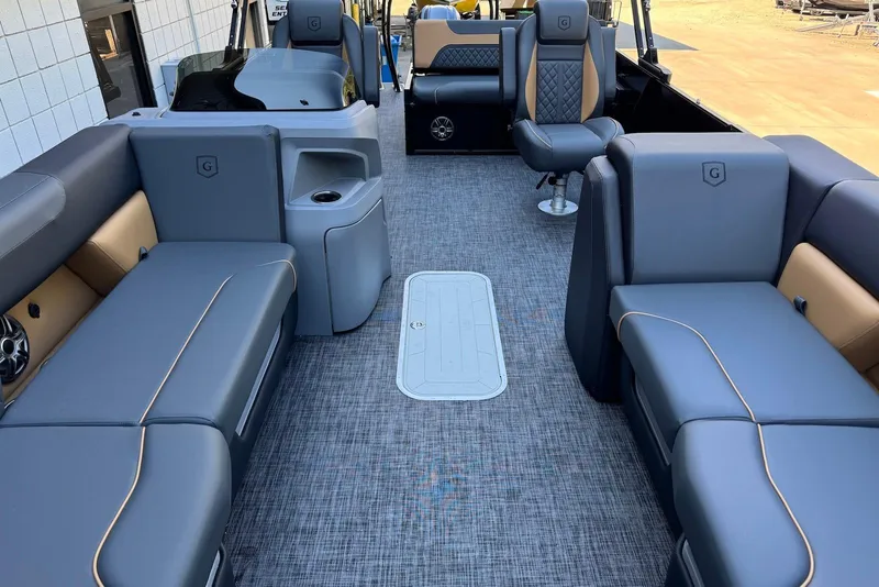 Slide: The Image of Luxurious interior of 2026 Godfrey SWEETWATER 2286 SFL pontoon boat with plush seating. - 8