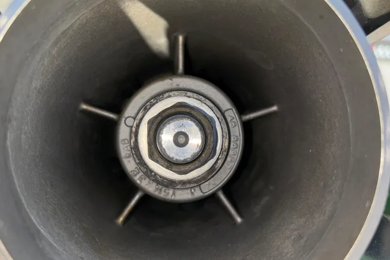 Slide: The Image of Close-up of a 2013 Sunsation 36 XRT boat propeller hub. - 6