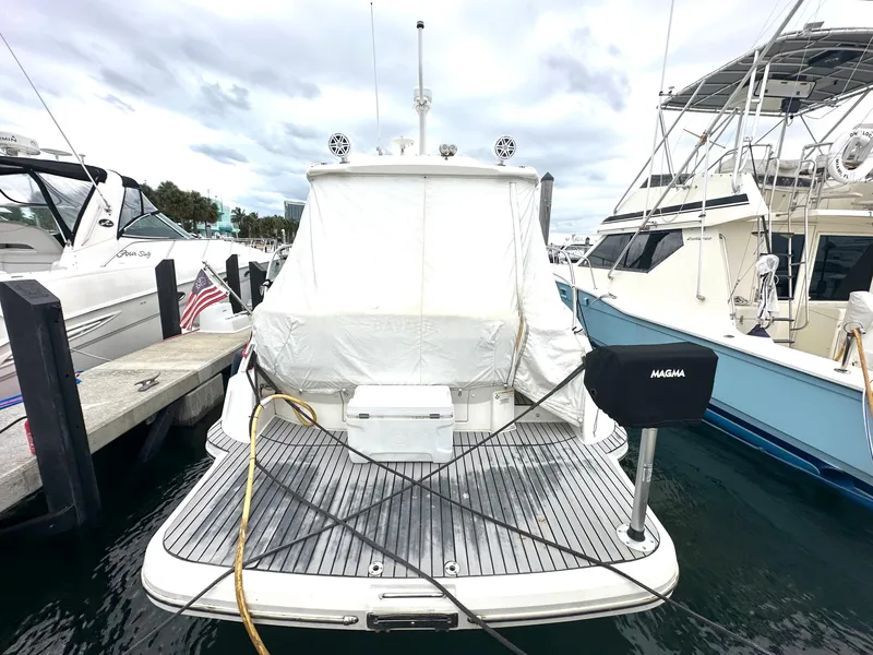 Slide: The Image of Bavaria Sport 360 HT 2016 yacht docked at marina, rear view. - 10