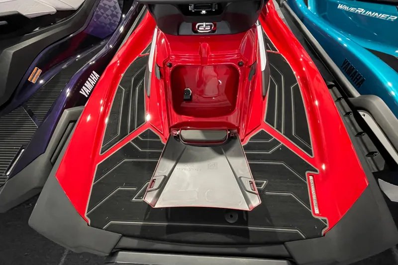 Slide: The Image of 2026 Yamaha WaveRunner FX Cruiser HO, red and black design, close-up view. - 7