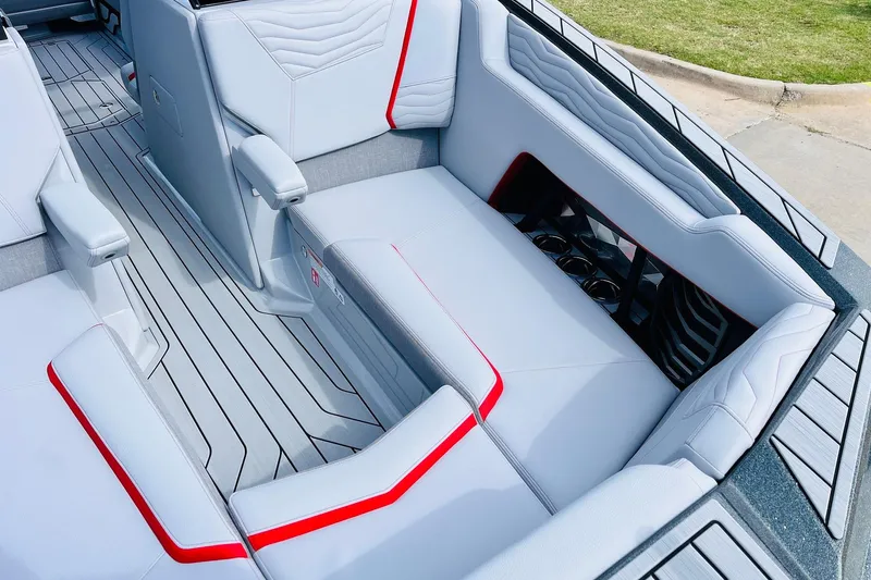 Slide: The Image of 2026 Nautique Super Air Nautique G25 interior with sleek seating and modern design. - 20