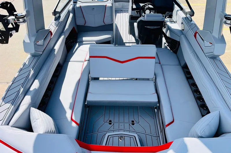 Slide: The Image of 2026 Nautique Super Air Nautique G25 interior with sleek seating and modern design. - 47