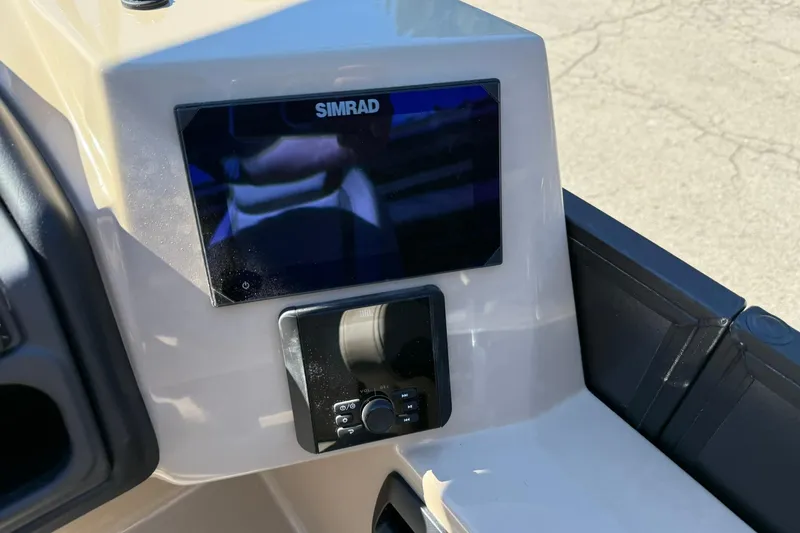 Slide: The Image of Dashboard of 2026 Bentley Pontoons Legacy 223 Swingback with Simrad display. - 8