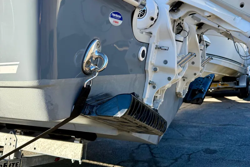 Slide: The Image of 2026 Tidewater 282 CC Adventure boat stern with Yamaha motor mount details. - 12