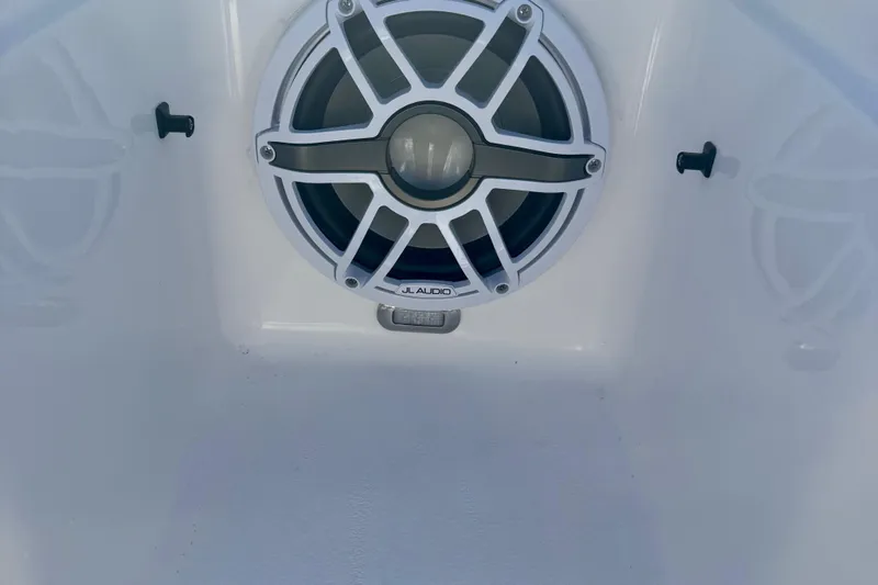 Slide: The Image of Speaker system on 2026 Tidewater 282 CC Adventure boat, featuring JL Audio equipment. - 50