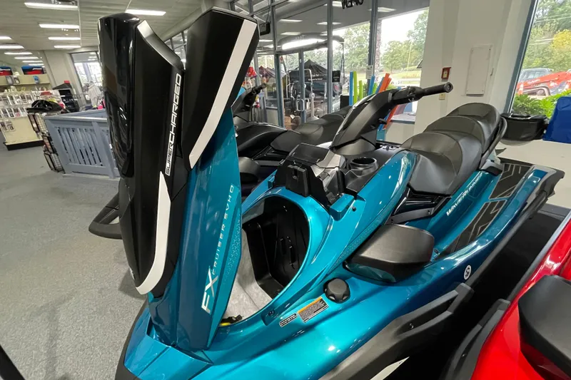 Slide: The Image of 2026 Yamaha WaveRunner FX Cruiser SVHO in showroom, featuring sleek design and advanced features. - 3