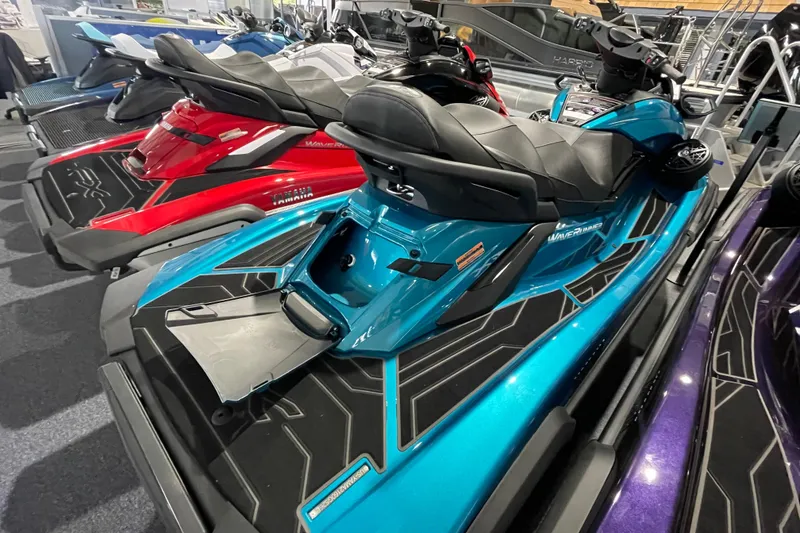 Slide: The Image of 2026 Yamaha WaveRunner FX Cruiser SVHO in showroom, featuring sleek design and vibrant colors. - 8