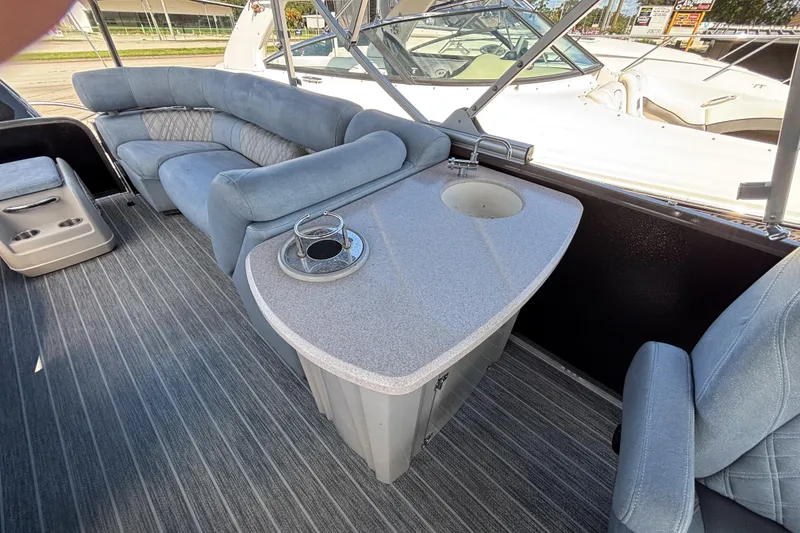Slide: The Image of Luxurious interior of 2021 Premier 270 Intrigue RF boat with seating and sink. - 11