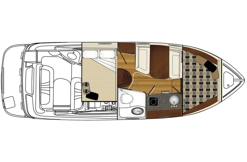 Slide: The Image of Manufacturer Provided Image: Top view layout of a 2016 Chaparral 290 Signature boat interior. - 21