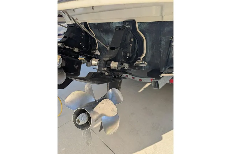 Slide: The Image of 2016 Chaparral 290 Signature boat propeller and stern drive detail. - 35
