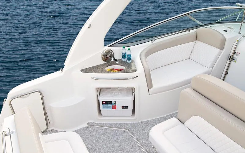 Slide: The Image of Manufacturer Provided Image: 2016 Chaparral 290 Signature boat interior with seating and refreshments. - 41
