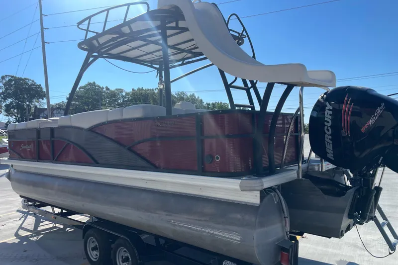 Slide: The Image of 2017 Godfrey Sweetwater 255 pontoon boat with slide and Mercury outboard engine. - 7