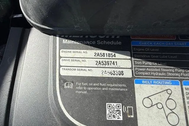 Slide: The Image of 2018 Monterey 224FS maintenance schedule with engine, drive, and transom serial numbers. - 29