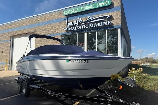 Slide: The Image of 2018 Monterey 224FS boat on trailer at Jerry's Majestic Marine dealership. - 36
