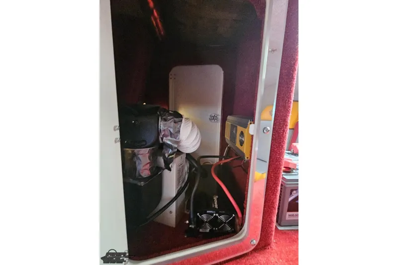 Slide: The Image of Interior view of 2008 Eliminator 36 Daytona Coupe showing equipment and wiring. - 77