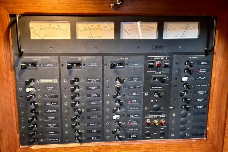 Slide: The Image of Electrical control panel of a 1981 Bristol 45.5 Aft Cockpit yacht. - 20