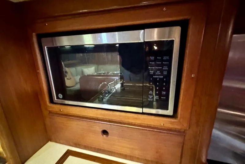 Slide: The Image of Built-in microwave in 1981 Bristol 45.5 Aft Cockpit yacht kitchen. - 29