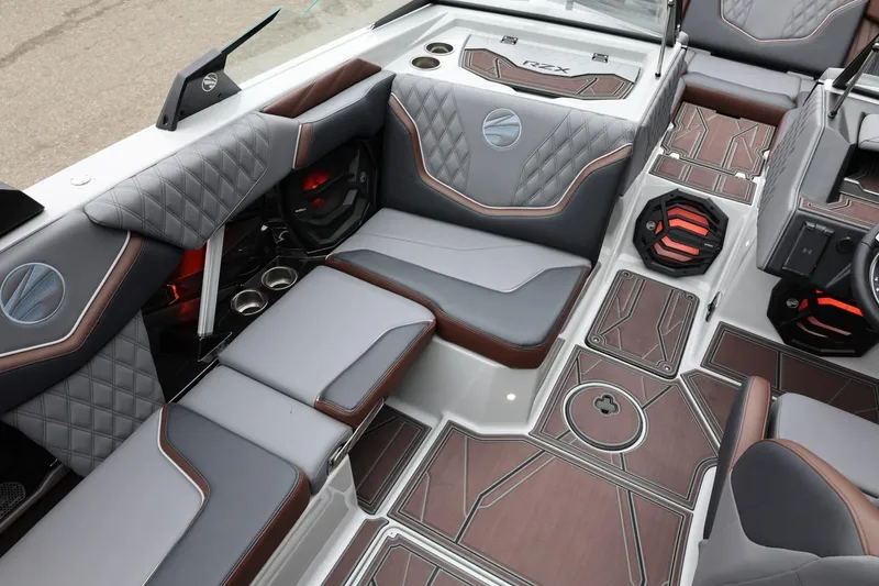 Slide: The Image of Luxurious interior of 2026 Tigé 22RZX boat with stylish seating and modern design. - 16
